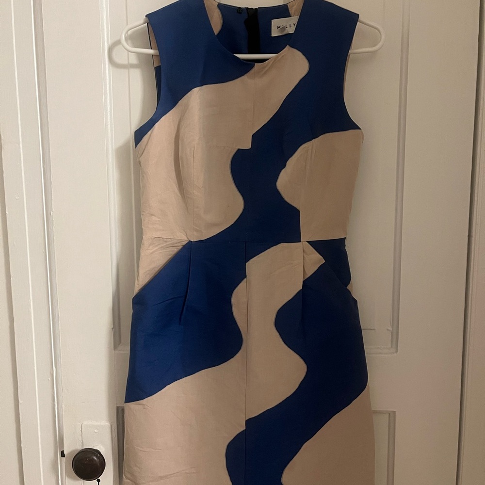 Milly Blue and Cream Mini Dress